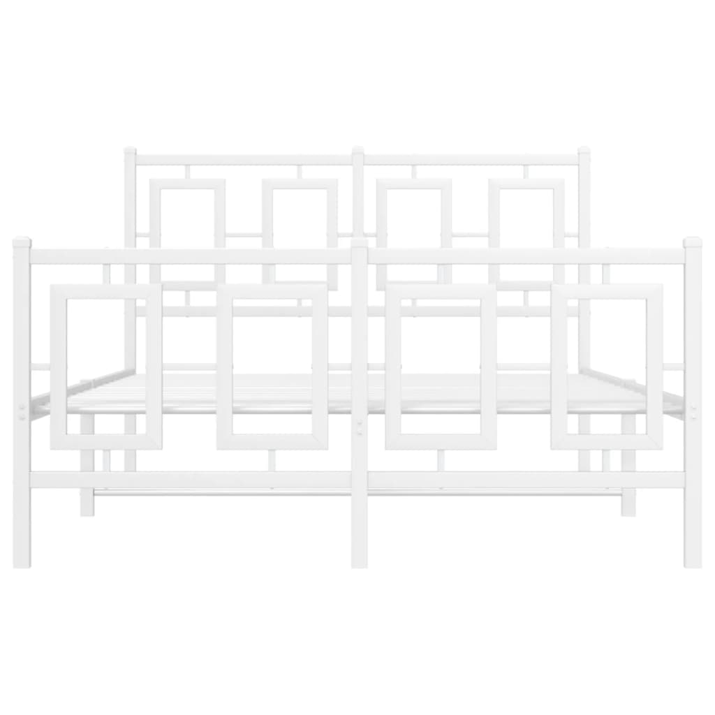Bettgestell mit Kopf- und Fußteil Metall Weiß 120x200 cm