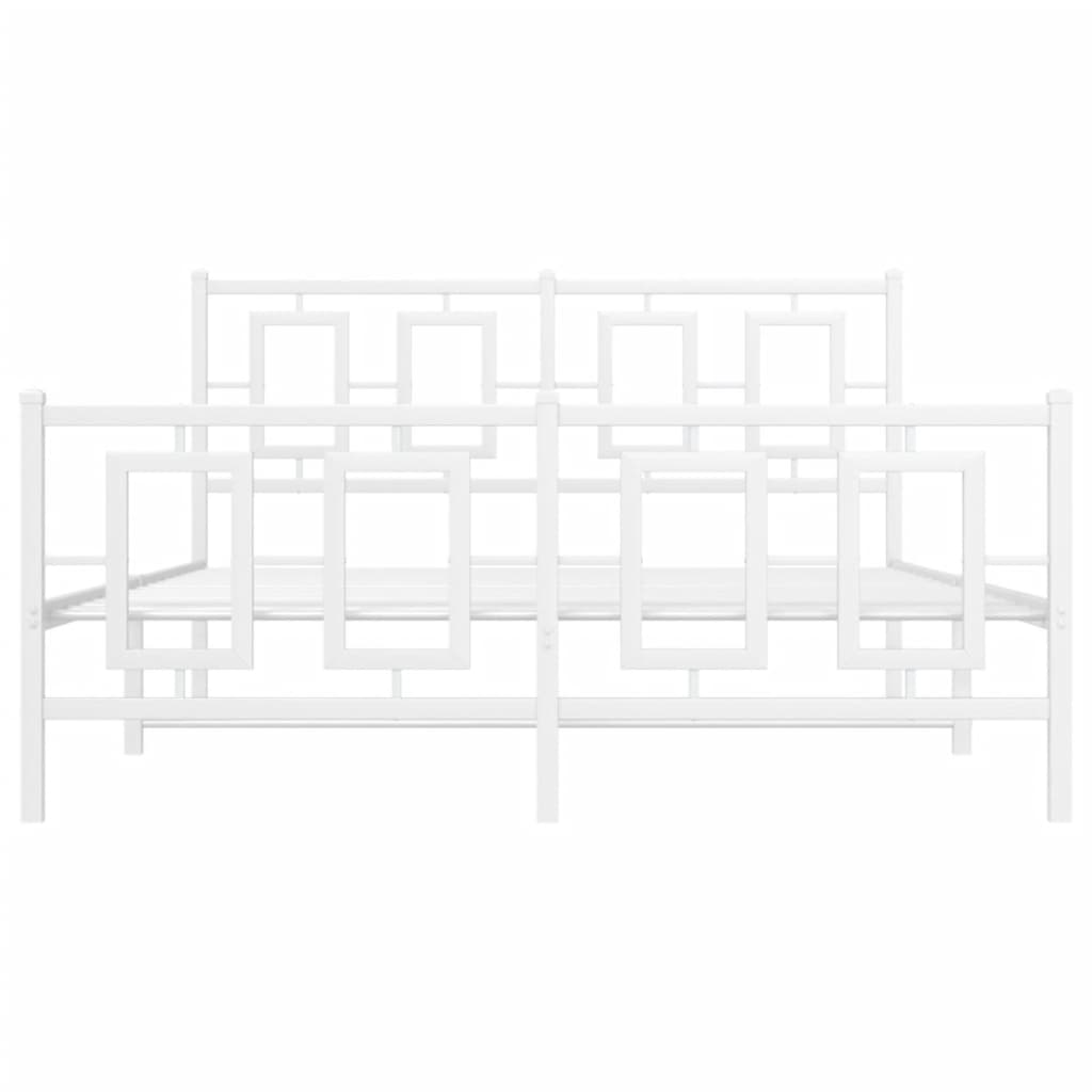 Bettgestell mit Kopf- und Fußteil Metall Weiß 135x190 cm