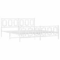 Thumbnail for Bettgestell mit Kopf- und Fußteil Metall Weiß 180x200 cm