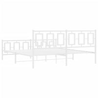 Thumbnail for Bettgestell mit Kopf- und Fußteil Metall Weiß 183x213 cm