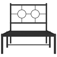 Thumbnail for Bettgestell mit Kopfteil Metall Schwarz 80x200 cm