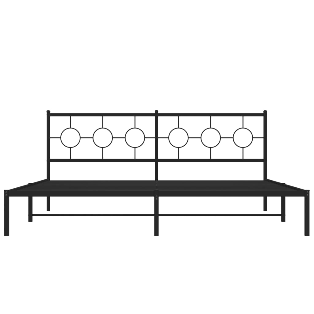 Bettgestell mit Kopfteil Metall Schwarz 193x203 cm