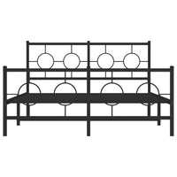 Thumbnail for Bettgestell mit Kopf- und Fußteil Metall Schwarz 135x190 cm