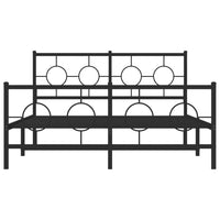 Thumbnail for Bettgestell mit Kopf- und Fußteil Metall Schwarz 140x190 cm