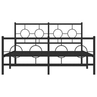 Thumbnail for Bettgestell mit Kopf- und Fußteil Metall Schwarz 140x200 cm