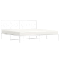 Thumbnail for Bettgestell mit Kopfteil Metall Weiß 193x203 cm