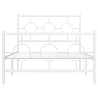 Thumbnail for Bettgestell mit Kopf- und Fußteil Metall Weiß 100x190 cm