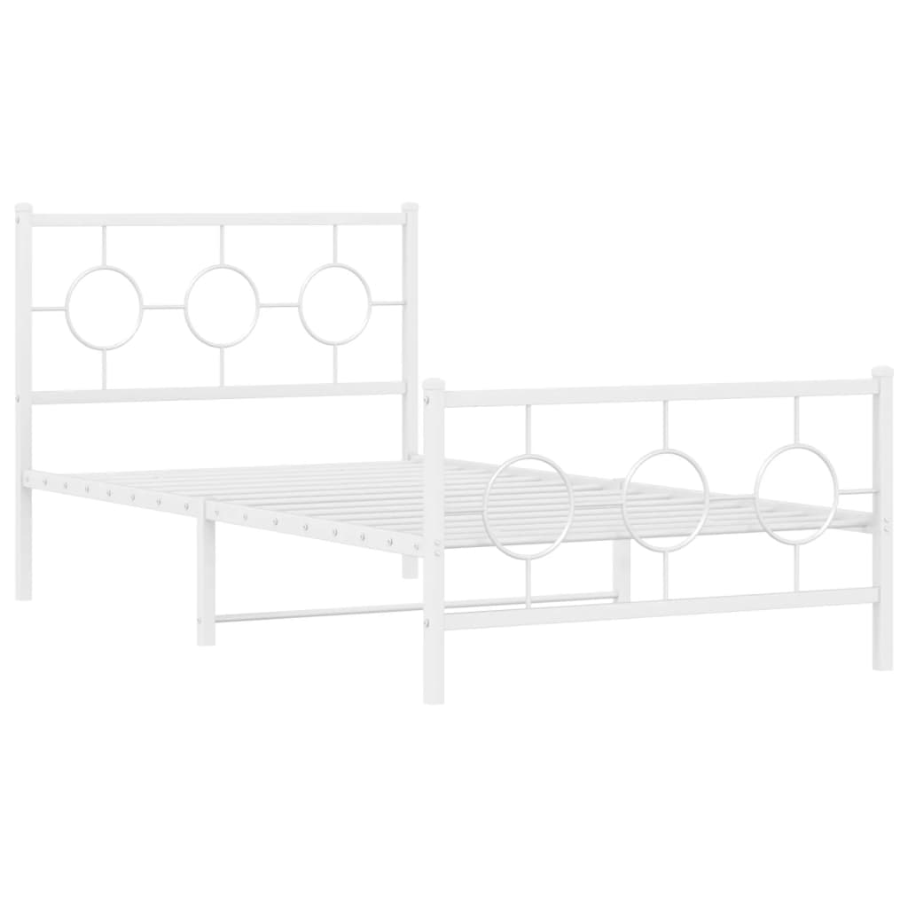 Bettgestell mit Kopf- und Fußteil Metall Weiß 100x200 cm