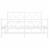Thumbnail for Bettgestell mit Kopf- und Fußteil Metall Weiß 140x190 cm