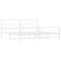 Thumbnail for Bettgestell mit Kopf- und Fußteil Metall Weiß 183x213 cm