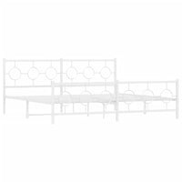 Thumbnail for Bettgestell mit Kopf- und Fußteil Metall Weiß 200x200 cm