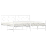 Thumbnail for Bettgestell mit Kopf- und Fußteil Metall Weiß 200x200 cm