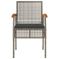 Thumbnail for Gartenstühle mit Kissen 2 Stk. Grau Poly Rattan Akazienholz