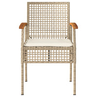 Thumbnail for Gartenstühle mit Kissen 2 Stk. Beige Poly Rattan Akazienholz