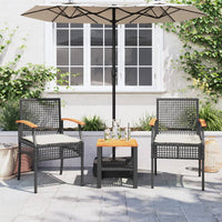 Thumbnail for 3-tlg. Bistro-Set mit Kissen Schwarz Poly Rattan Akazienholz