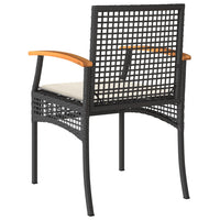 Thumbnail for 3-tlg. Bistro-Set mit Kissen Schwarz Poly Rattan Akazienholz