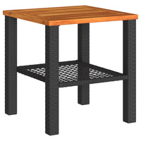 Thumbnail for 3-tlg. Bistro-Set mit Kissen Schwarz Poly Rattan Akazienholz