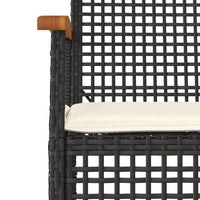 Thumbnail for 3-tlg. Bistro-Set mit Kissen Schwarz Poly Rattan Akazienholz