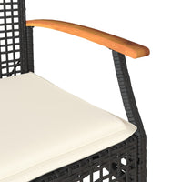Thumbnail for 3-tlg. Bistro-Set mit Kissen Schwarz Poly Rattan Akazienholz