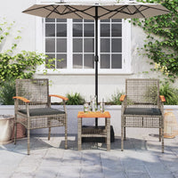 Thumbnail for 3-tlg. Bistro-Set mit Kissen Grau Poly Rattan Akazienholz