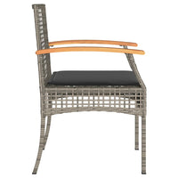 Thumbnail for 3-tlg. Bistro-Set mit Kissen Grau Poly Rattan Akazienholz
