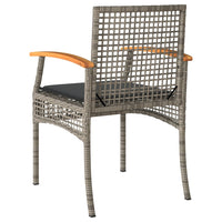 Thumbnail for 3-tlg. Bistro-Set mit Kissen Grau Poly Rattan Akazienholz