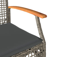 Thumbnail for 3-tlg. Bistro-Set mit Kissen Grau Poly Rattan Akazienholz