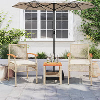Thumbnail for 3-tlg. Bistro-Set mit Kissen Beige Poly Rattan Akazienholz