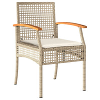 Thumbnail for 3-tlg. Bistro-Set mit Kissen Beige Poly Rattan Akazienholz
