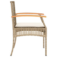 Thumbnail for 3-tlg. Bistro-Set mit Kissen Beige Poly Rattan Akazienholz