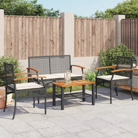 Thumbnail for 4-tlg. Garten-Lounge-Set mit Kissen Schwarz Poly Rattan