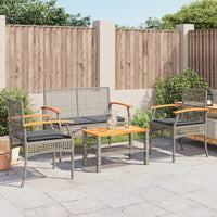 Thumbnail for 4-tlg. Garten-Lounge-Set mit Kissen Grau Poly Rattan