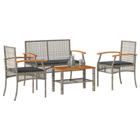 Thumbnail for 4-tlg. Garten-Lounge-Set mit Kissen Grau Poly Rattan