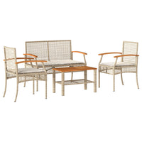 Thumbnail for 4-tlg. Garten-Lounge-Set mit Kissen Beige Poly Rattan