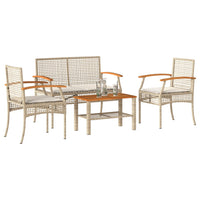 Thumbnail for 4-tlg. Garten-Lounge-Set mit Kissen Beige Poly Rattan
