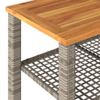 Thumbnail for Gartentisch Grau 70x38x42 cm Poly Rattan Akazienholz