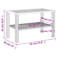 Thumbnail for Gartentisch Grau 70x38x42 cm Poly Rattan Akazienholz