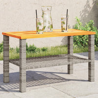 Thumbnail for Gartentisch Grau 70x38x42 cm Poly Rattan Akazienholz