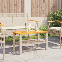 Thumbnail for Gartentisch Beige 70x38x42 cm Poly Rattan Akazienholz