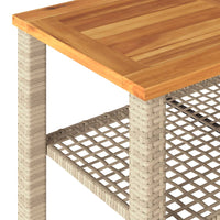 Thumbnail for Gartentisch Beige 70x38x42 cm Poly Rattan Akazienholz