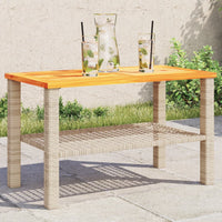 Thumbnail for Gartentisch Beige 70x38x42 cm Poly Rattan Akazienholz