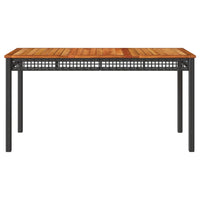 Thumbnail for Gartentisch Schwarz 140x80x75 cm Poly Rattan Akazienholz