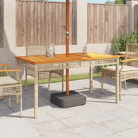 Thumbnail for Gartentisch Beige 140x80x75 cm Poly Rattan Akazienholz