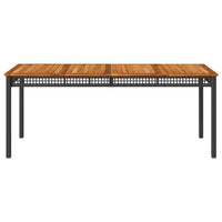 Thumbnail for Gartentisch Schwarz 180x90x75 cm Poly Rattan Akazienholz