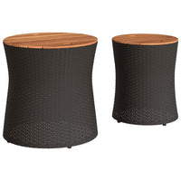 Thumbnail for Garten-Beistelltische 2 Stk. mit Holzplatte Schwarz Poly Rattan