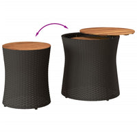 Thumbnail for Garten-Beistelltische 2 Stk. mit Holzplatte Schwarz Poly Rattan