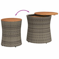 Thumbnail for Garten-Beistelltische 2 Stk. mit Holzplatte Grau Poly Rattan