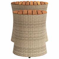 Thumbnail for Garten-Beistelltische 2 Stk. mit Holzplatte Beige Poly Rattan