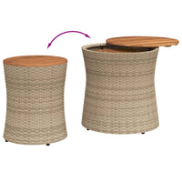 Thumbnail for Garten-Beistelltische 2 Stk. mit Holzplatte Beige Poly Rattan