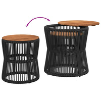 Thumbnail for Garten-Beistelltische 2 Stk. mit Holzplatte Schwarz Poly Rattan